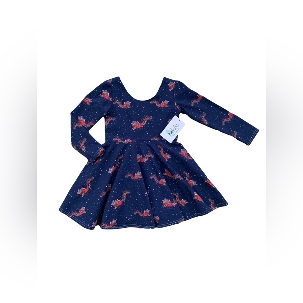 Babalus NWT Size 4T Handmade Winter Reindeer Santa Sleigh Dress